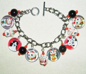 MANEKI Neko Lucky Fortune Money Cat CHARM BRACELET